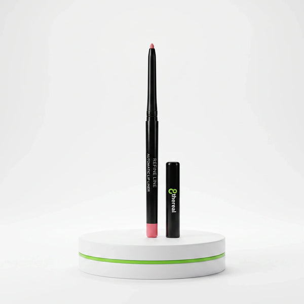 8thereal retractable automatic lip liner in a soft pink shade with a creamy, long-lasting formula on a white display.