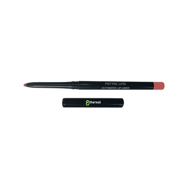 8thereal retractable automatic lip liner in a soft pink shade with its matching cap displayed below.