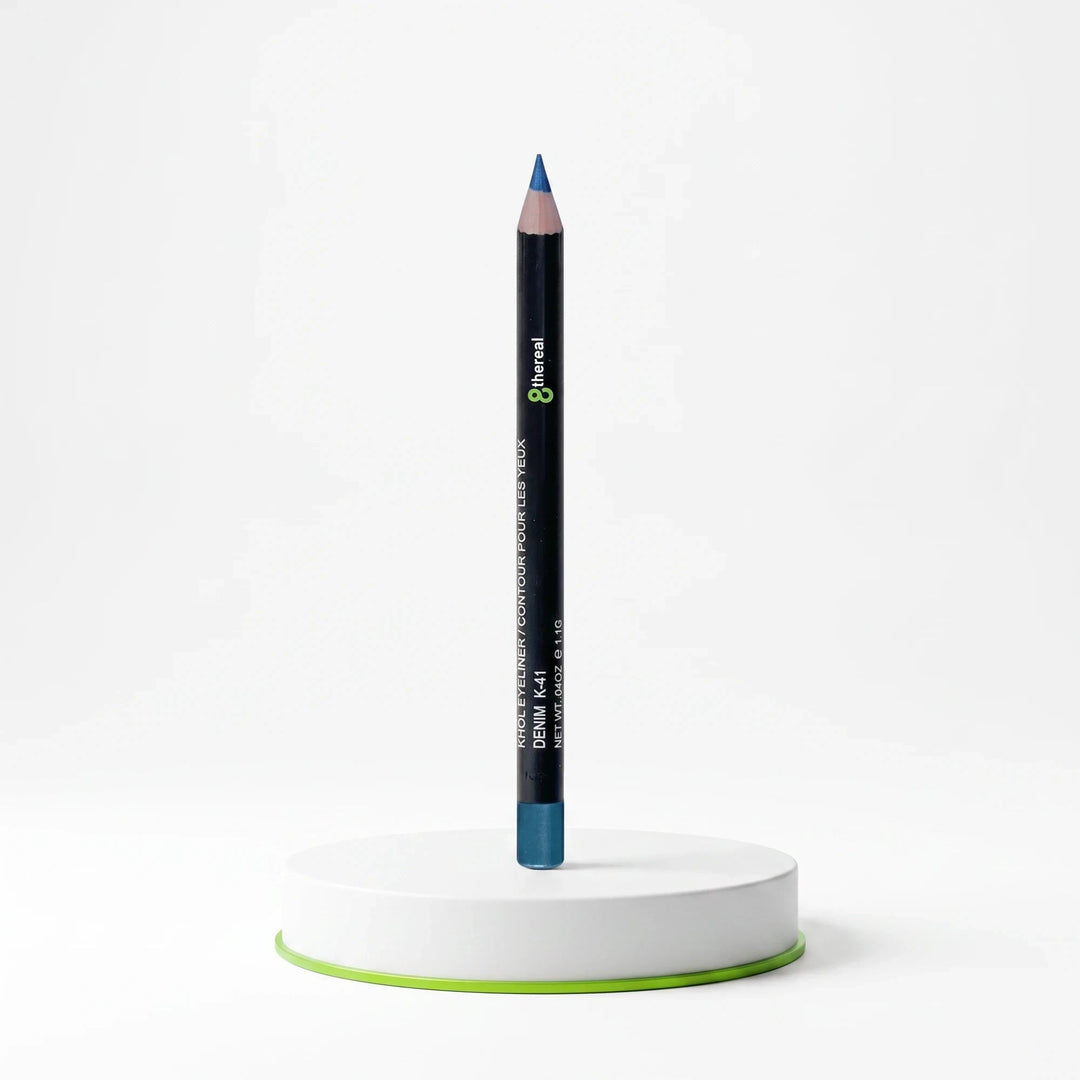 8thereal Soft-Define Khol Eyeliner in denim blue, a creamy, vegan, and cruelty-free pencil for precise eye definition.