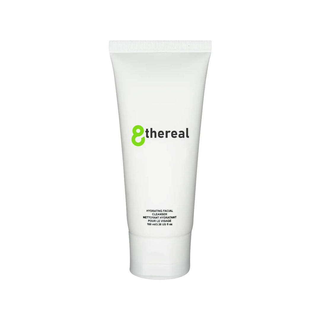 8thereal Hydrating Facial Cleanser in a white squeeze tube with green branding, 100ml size for gentle skin care.