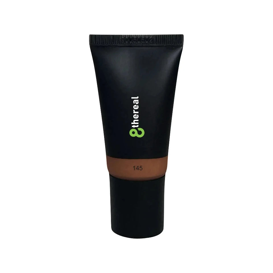 8thereal hydrating tinted moisturizer in shade 145, a lightweight vegan formula for a natural glow and even skin tone.