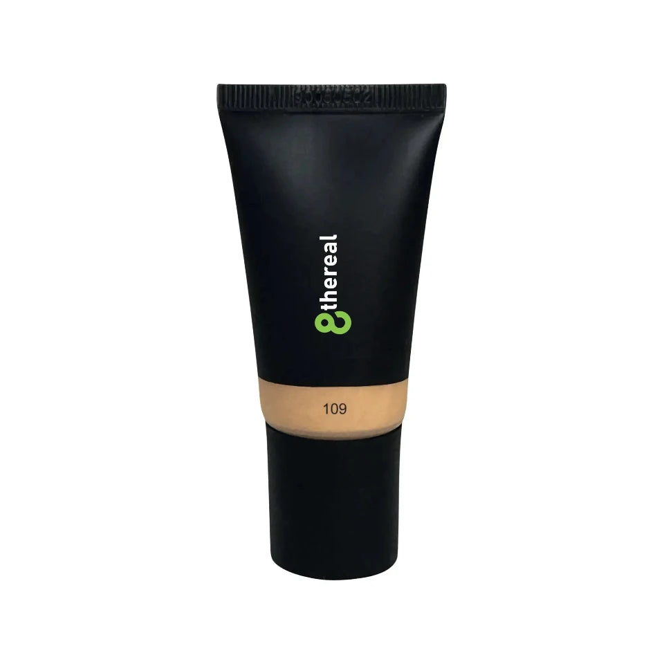 8thereal hydrating tinted moisturizer in shade 109, a lightweight vegan formula in a sleek black squeeze tube.