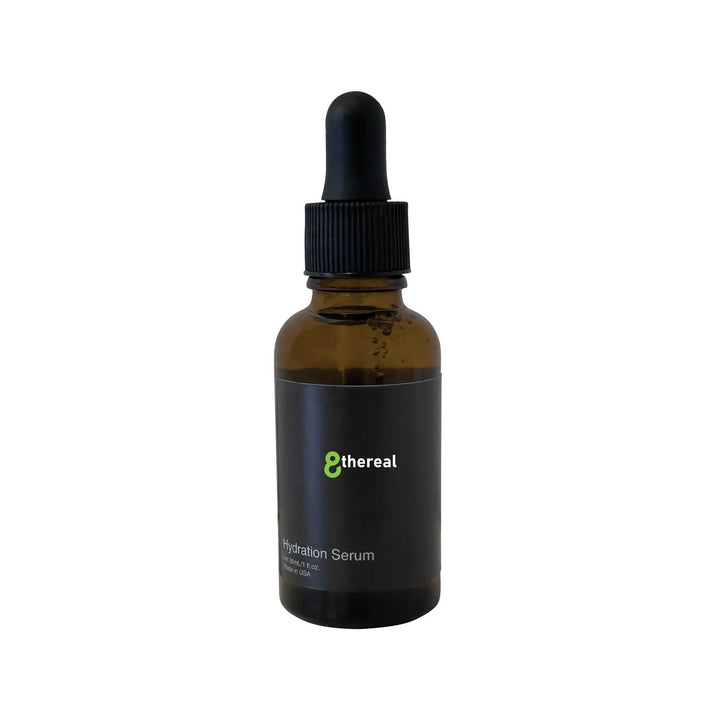 8thereal Maximum Hydration Serum in an amber glass dropper bottle for dry skin care.