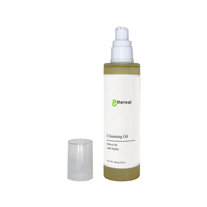 8thereal lightweight cleansing oil in a pump bottle with a clear cap, designed for makeup removal and skin nourishment.