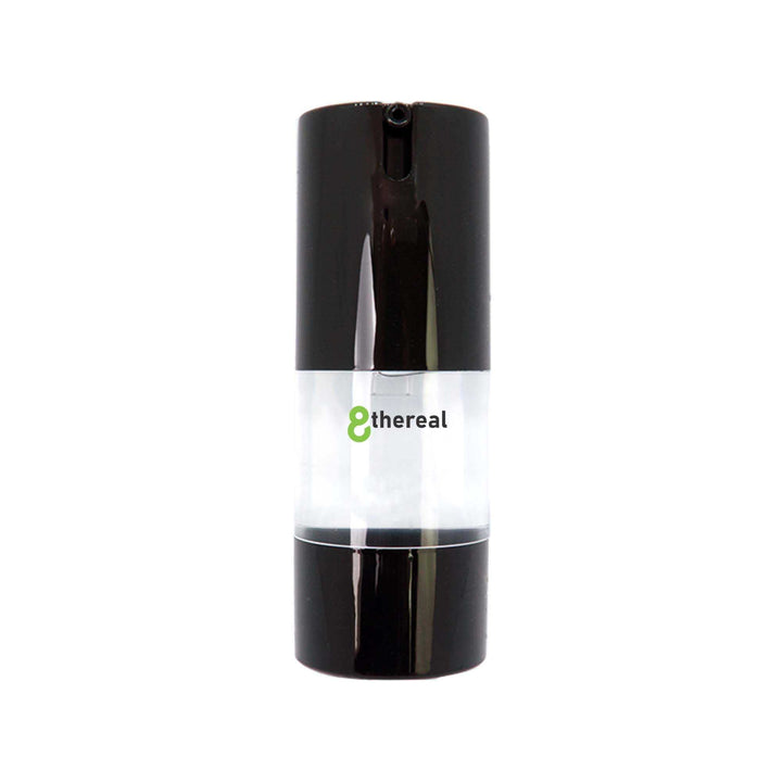 8thereal oil-control matte face primer in a sleek black and clear pump bottle for pore-blurring and shine reduction.