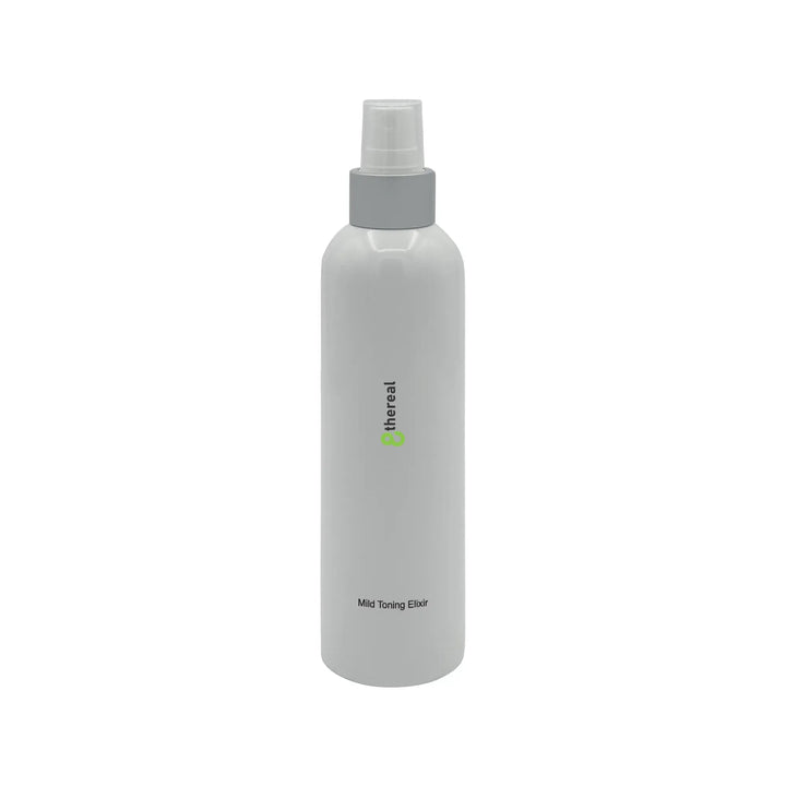 8thereal Mild Toning Elixir in a white spray bottle for facial hydration and pore refining.