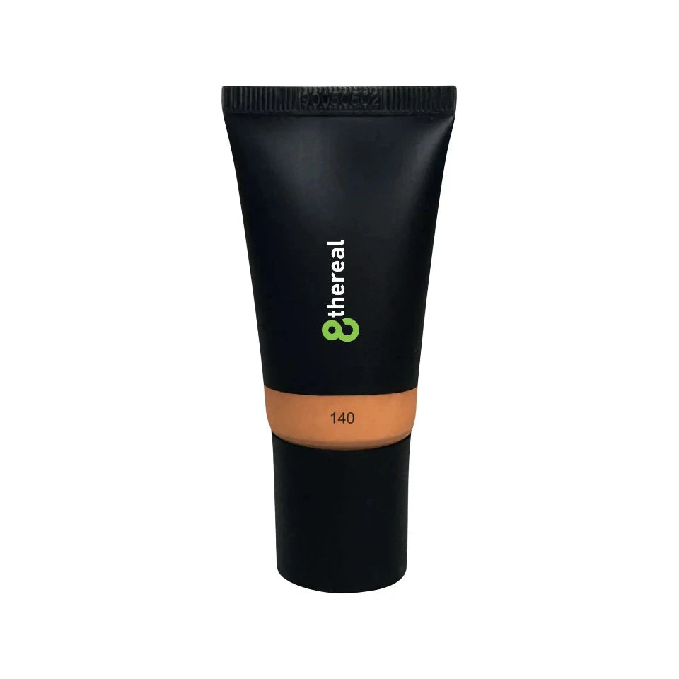 8thereal Hydrating Tinted Moisturizer in shade 140, a lightweight, vegan formula in a sleek black squeeze tube.